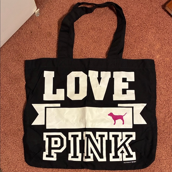 Victoria's Secret Handbags - Victoria's Secret 🥳HP🥳Vintage Black and White Love Pink Tote